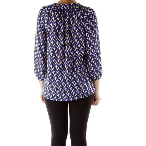 Banana Republic Blue Black and Cream pattern Loose Top - Picture 3 of 3